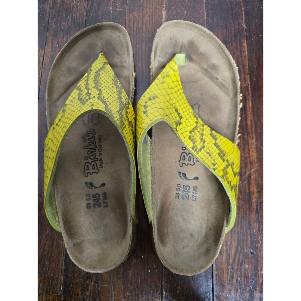 Birkenstock Birki's Maui Thong Yellow Python Sandals - Picture 6 of 8